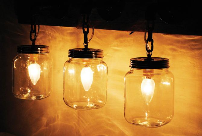 Old jars turned into lampshades