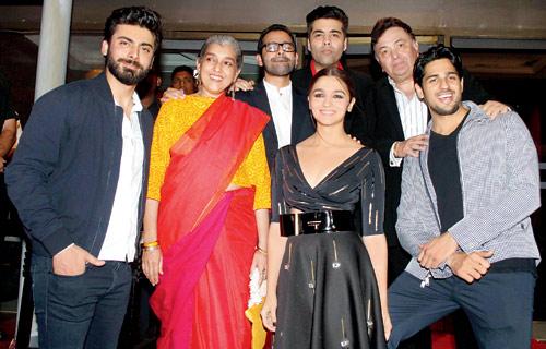 Fawad Khan, Ratna Pathak Shah, Shakun Batra, Alia Bhatt, Karan Johar, Rishi Kapoor and Sidharth Malhotra 