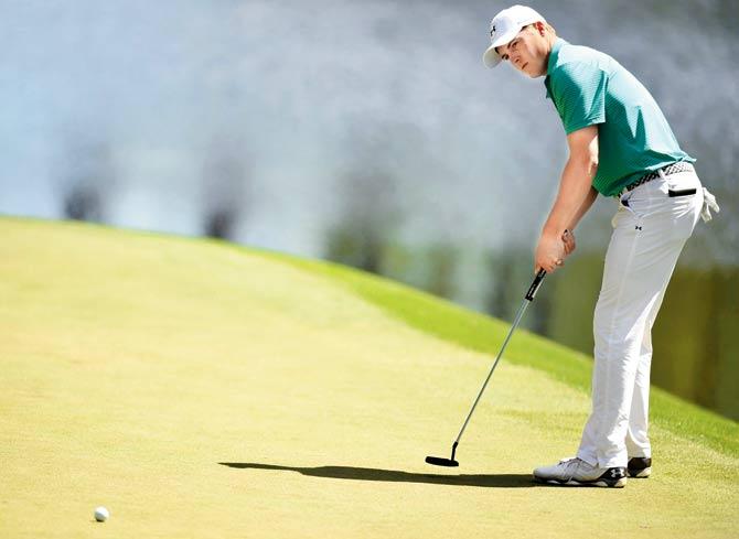 US golfer Jordan Spieth putts on the 16th hole during Round One of the 80th Masters at the Augusta National Golf Club yesterday. pics/AFP