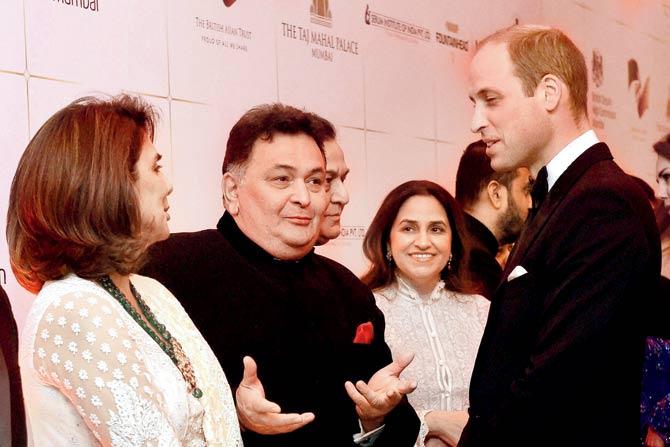 Neetu and Rishi Kapoor with Prince William, Duke of Cambridge