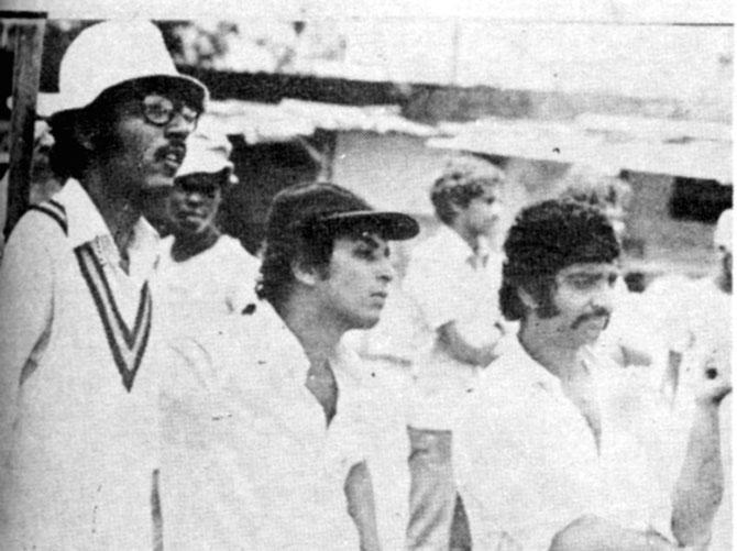 Anshuman Gaekwad, Sunil Gavaskar and GR Vishwanath at Trinidad in 1976