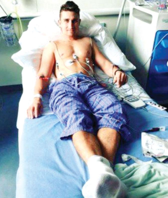 James Taylor posted this picture of him in hospital on Instagram yesterday 