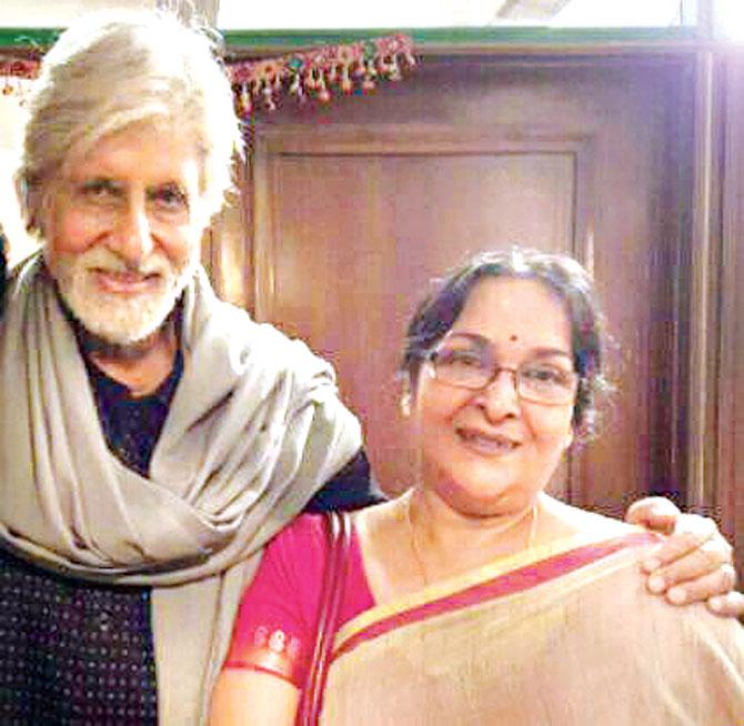 Amitabh Bachchan and Mamata Shankar on the set of their film, Pink