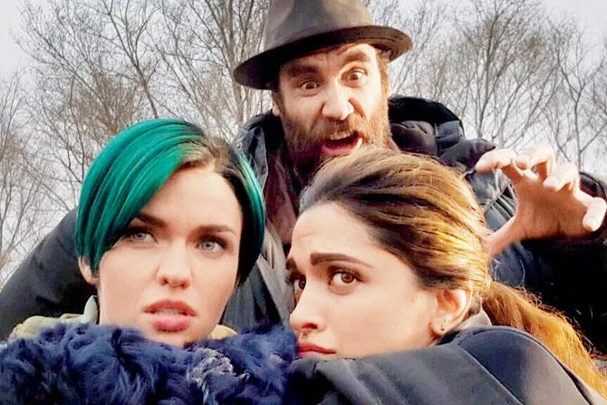 SCARE ALERT: Deepika with co-stars Ruby Rose and Rory McCann 