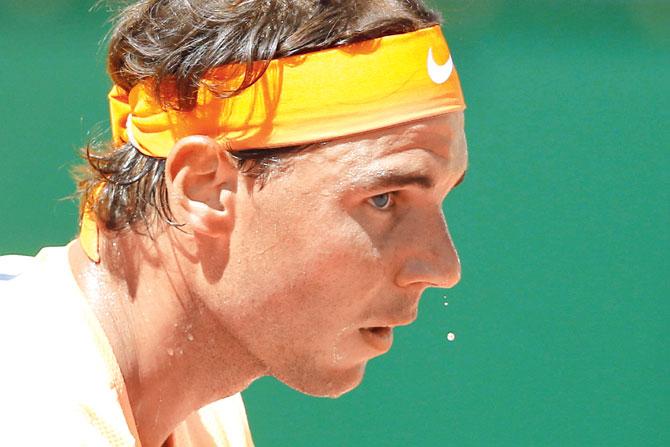 Spaniard Rafael Nadal during his Monte Carlo Masters clash against Dominic Thiem yesterday. Pics/AFP