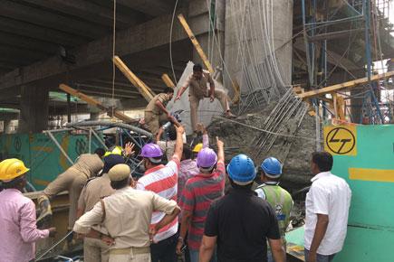 Three injured as concrete slab of Lucknow Metro caves in