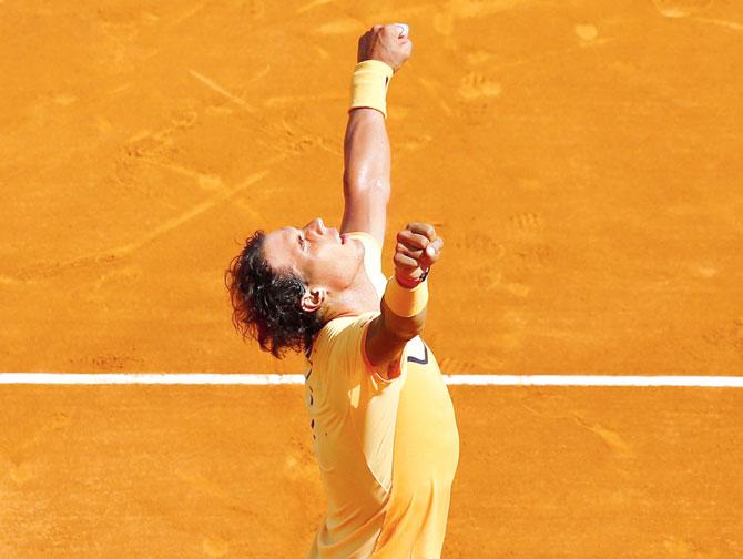 Rafael Nadal is ecstatic after beating Britain