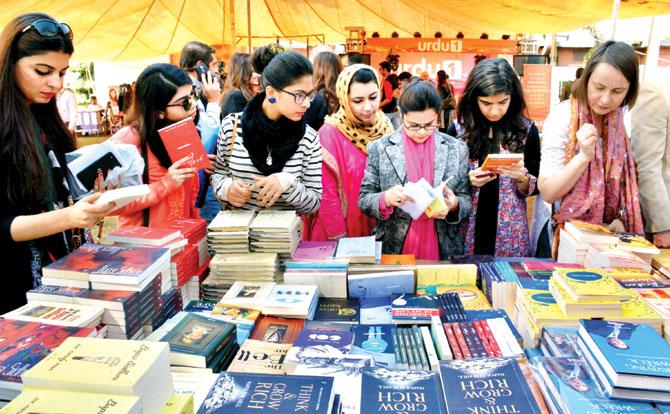 Women browse books at the Lahore Literature Festival in February this year. Pic/AFP