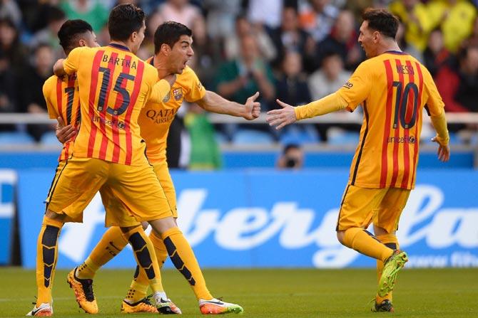 Barcelona stars Suarez, Messi and Neymar