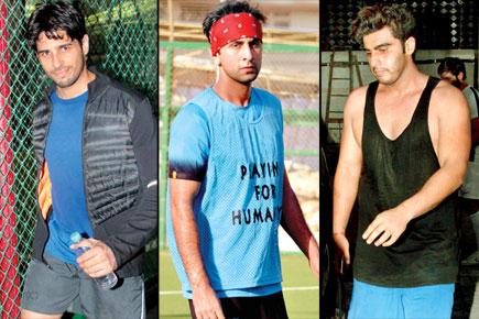 Sidharth Malhotra, Ranbir Kapoor and Arjun Kapoor play football