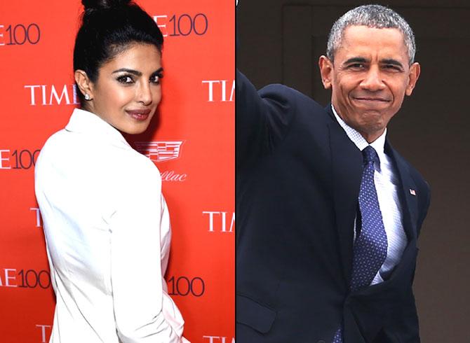 Priyanka Chopra and Barack Obama. Pics/AFP