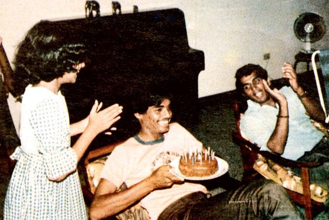 Dilip Vengsarkar celebrates his 20th birthday in 1976 as Sunil Gavaskar claps for the birthday boy