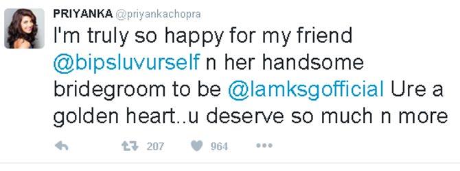 Priyanka Chopra confirms Bipasha Basu and Karan Singh Grover