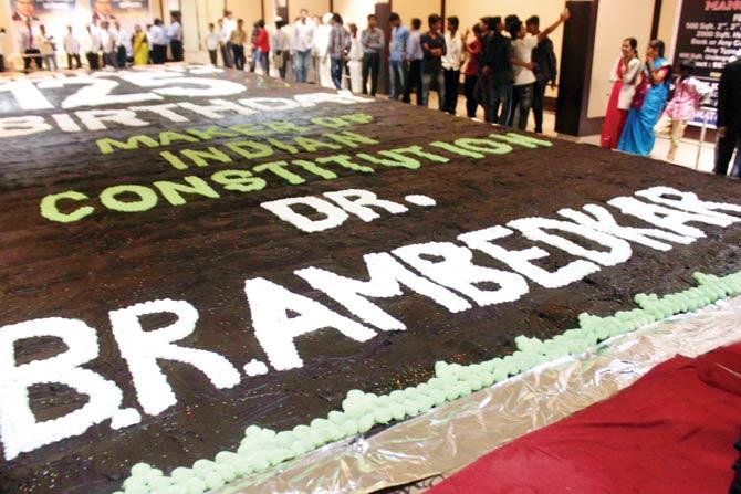 The 2,807-kg cake dedicated to Dr B R Ambedkar