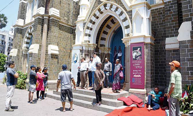 Many Catholics from across the city who came to the Basilica had to face the closed Door of Mercy. Pic/Nimesh Dave