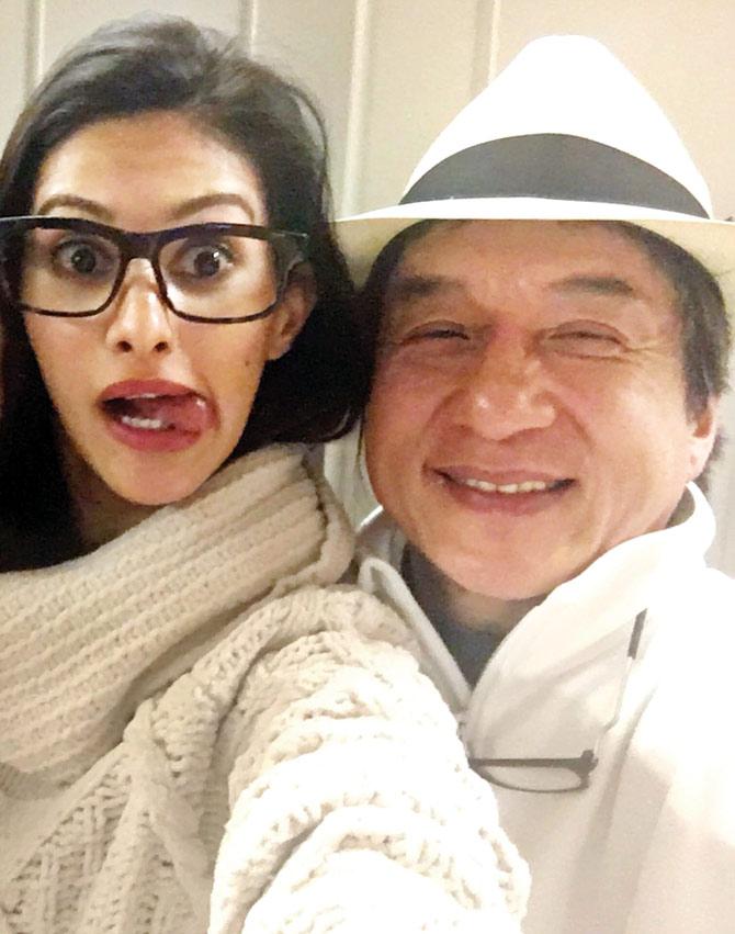 Amyra Dastur and Jackie Chan