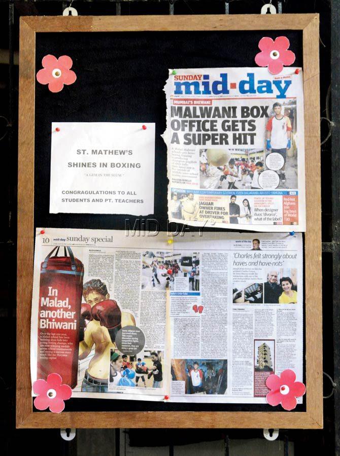 The mid-day article on March 13 displayed at the notice board of St Mathew’s High School. Pic/Bipin Kokate