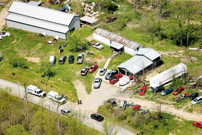 An aerial shot of one of the locations in Pike County, Ohio, where the crime took place. Pic/AP