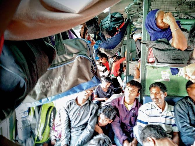 Inside an unreserved compartment