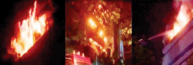 A four-hour operation was conducted to control the blaze that broke out at 1:45 am. Pics/PTI