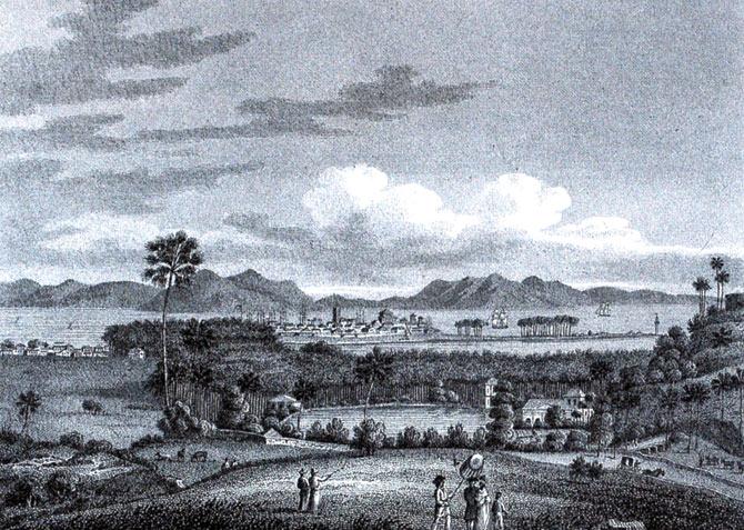A view of Gowalia Tank Road in the foreground of this 1771 painting by J Storer. Once a wilderness, rice and pomelo plantations came to be cultivated on this stretch before it began to be built over. In the late 1800s a tiger was sighted prowling down from Malabar Hill to drink from the waters of this tank. PIC/COURTESY “Bombay to Mumbai: Changing Perspectives”, Marg Publications, 1997