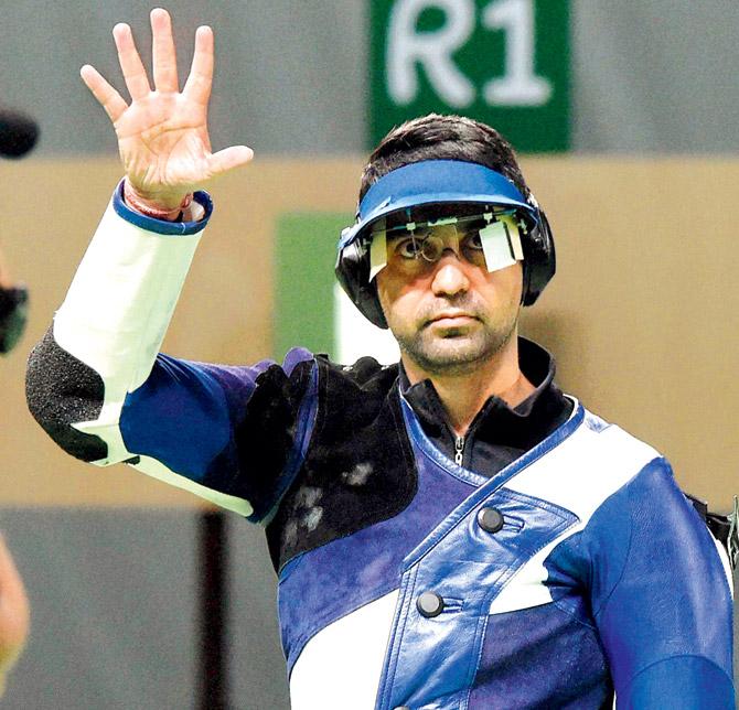 Indian shooter Abhinav Bindra at Rio on Monday. Pic/PTI