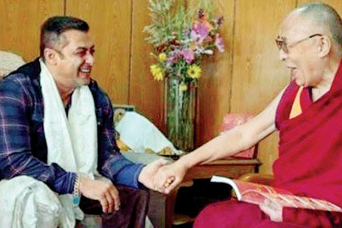 Salman Khan (left) with the Dalai Lama