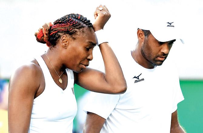 Venus Williams and Rajeev Ram during the mixed doubles final against Bethanie Mattek-Sands & Jack Sock. Pic/AFP