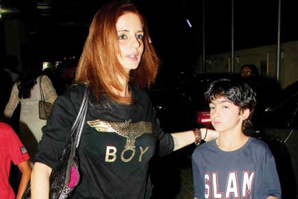 Spotted: Sussanne Khan with kids Hrehaan and Hridhaan