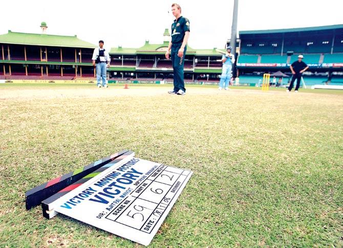 Brett Lee at the shooting of a cricket-themed movie 