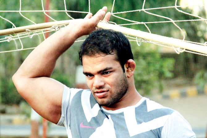 India’s 74kg wrestler Narsingh Yadav at the Sports Authority of India Complex at Kandivali in May this year