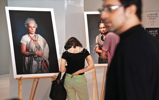 Guests at an exhibition held as part of Godrej Culture Lab’s Feminism and Fashion event. PIC/Sameer markande