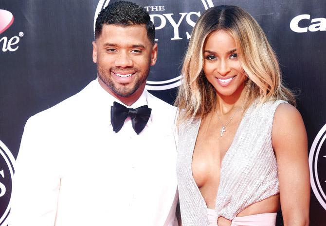 Ciara with NFL star husband Russell Wilson. Pic/Getty Images