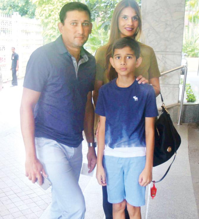 Ajit Agarkar with wife Fatema and son, Raj