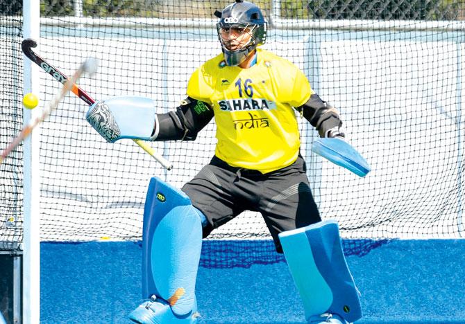 India hockey skipper PR Sreejesh in Christchurch, New Zealand last year. Pic/Getty Images