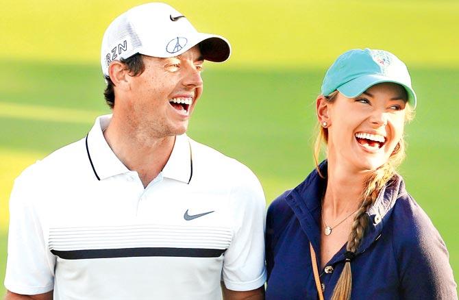 Rory McIlroy with his girlfriend Erica Stoll.  Pic/Getty Images
