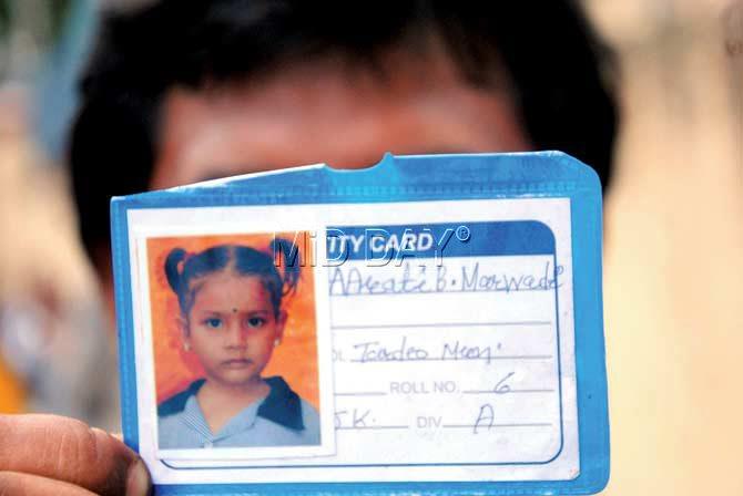 Aarti’s school ID card. She has been enrolled at the Tardeo Municipal School. 