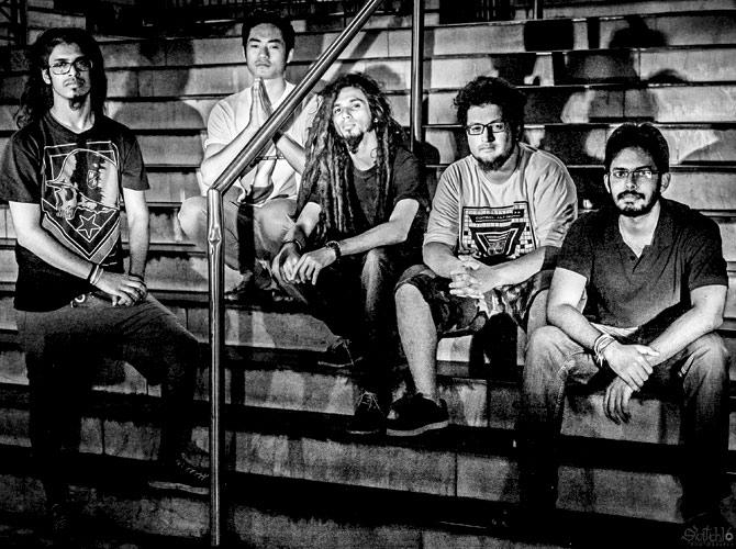 Left to right: Karan Pote (vocals), Tiasunep Aier (guitar), Chinmay Bokil (bass), Abhimanyu Singh Negi (guitar) and Naman Sachdev (drums). Pic/SWITCH16