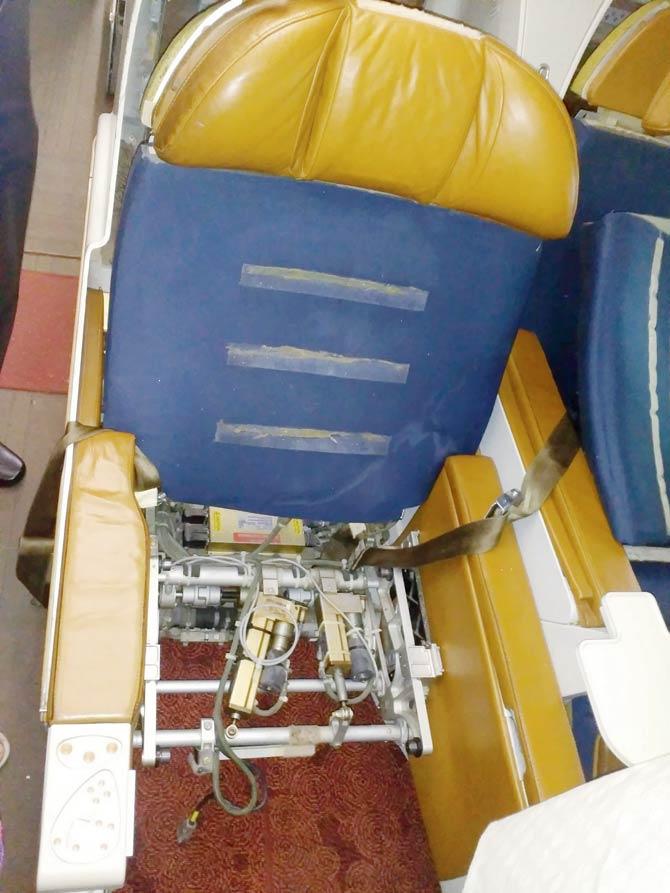 A seat being repaired at Air India’s Maintenance, Repair and Overhaul unit at Nagpur