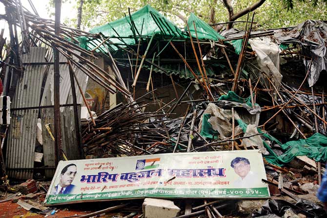 The demolished Ambedkar Bhavan at Dadar. File pic