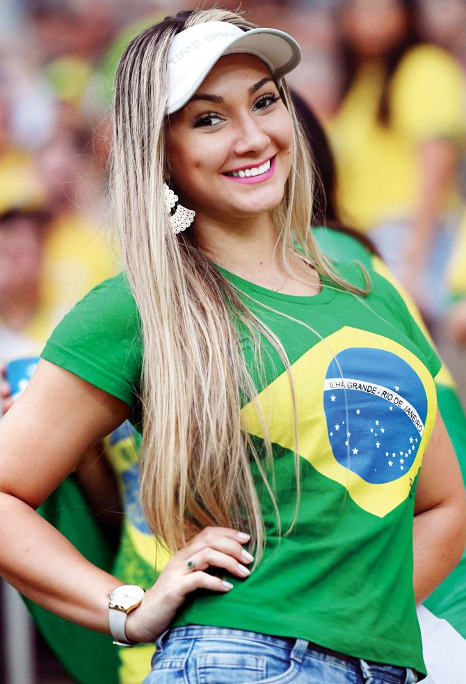 A Brazilian fan during the football final in Rio on Saturday. pic/AFP