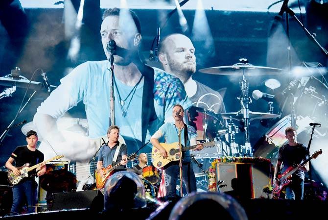 Coldplay performs during its A Head Full of Dreams tour in New Jersey this July. Pic/Getty Images