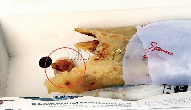Kewal Doshi (below) lost all taste for his egg wrap when he discovered this plastic cap inside it. Pic/Datta Kumbhar