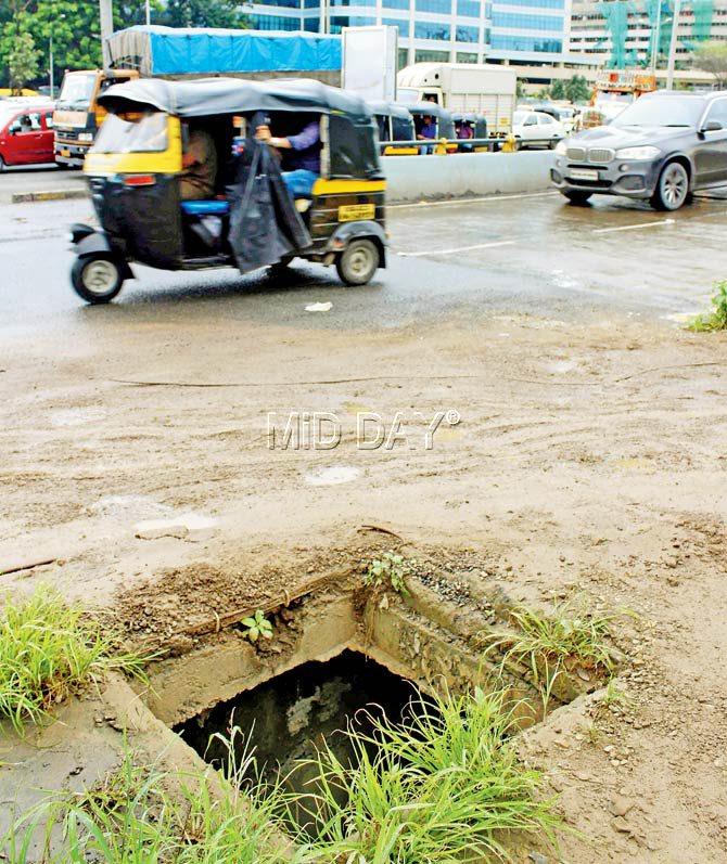 The gaping manholes were back on August 11. Pics/Prabhanjan Dhanu