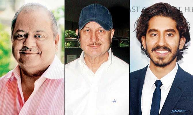 Hemant Oberoi, Anupam Kher and Dev Patel. Pic/Getty Images