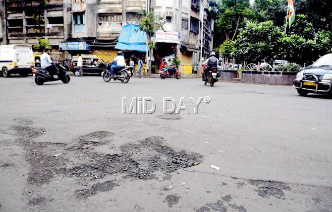 A patchy stretch of JK Sawant Marg in Dadar