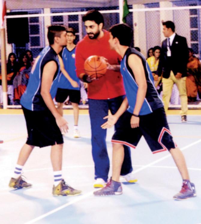Abhishek revisits his alma mater, Jamnabai Narsee School in Juhu. Passionate about sports, Bachchan had once discussed with Rohan Sippy the possibility of making a movie about a bunch of slum children who want to play basketball. He admits being keen on it even now.