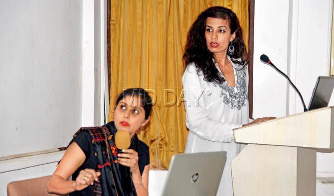 Mumbai’s Shaheeda Tavawalla-Kirtane, and Mariya Taher from New York were among the five speakers at the conference on Female Genital Mutilation yesterday at the Press Club near Azad Maidan. Pic/Suresh Karkera