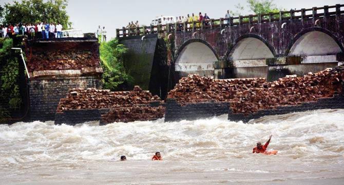 Fifteen people who were washed away in the Savitri on August 2 are still missing
