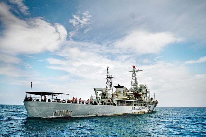 A file pic of a Chinese Coast Guard ship patrolling in the middle of the South China Sea, which remains locked in an international territorial dispute. Pic/Getty Images